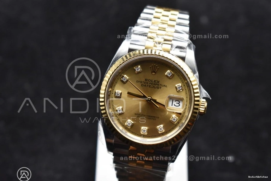 on Bracelet VR Jubilee 36 558 Diamonds Clean 904L Best YG 1:1 DateJust YG Dial Edition Versatile Steel 126233 SS 0306